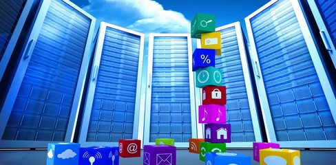 Naklejka premium Composite image of app cubes