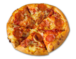 Pepperoni pizza isolated on white