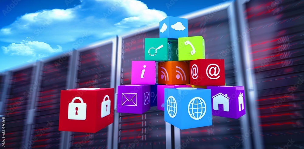 Poster composite image of pile of apps