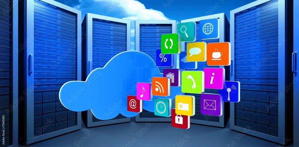 Poster Composite image of cloud with apps