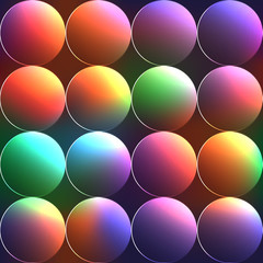 Colorful neon balls in rows (seamless background)