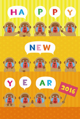 Obraz premium 年賀状2016 さる happy new year