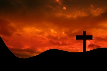 Composite image of wooden cross