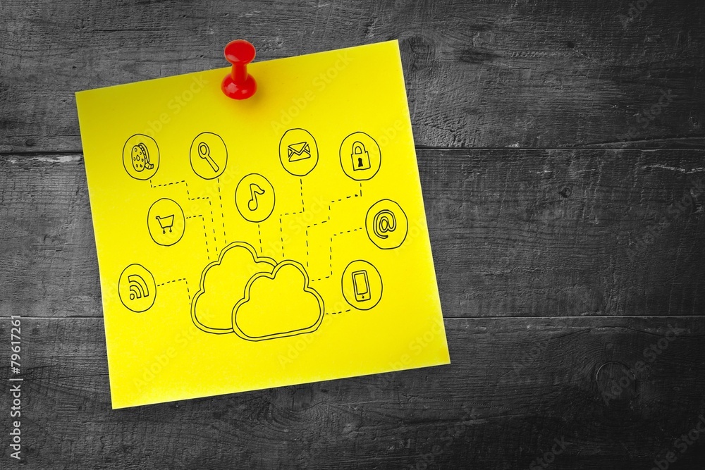 Poster composite image of cloud computing doodle