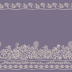 Seamless border floral pattern edge fabric
