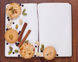 Notebook with biscuits