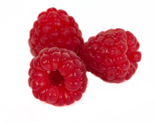 Ripe raspberry with leaf