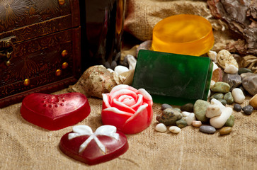 still life with handmade soap