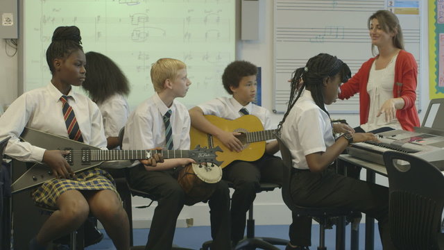 School Children Learning Music