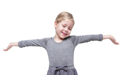 Beautiful little girl stretching her arms to wake up isolated © darkbird