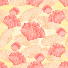 Seamless texture seashells and pearls vector