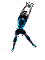 Fototapeta na wymiar man volleyball jumping silhouette