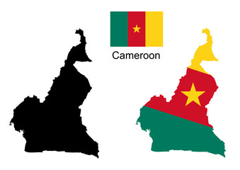 Cameroon map and flag vector, Cameroon map, Cameroon flag