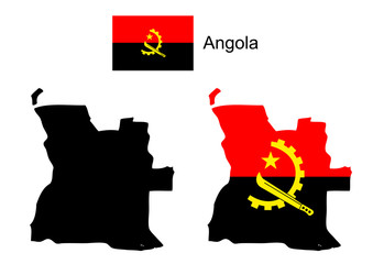 Angola map and flag vector, Angola map, Angola flag