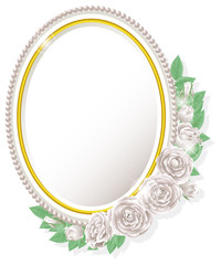 白の薔薇と楕円フレーム