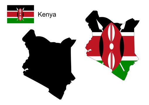 Kenya map and flag vector, Kenya map, Kenya flag