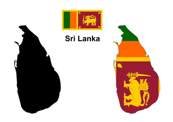Sri Lanka map and flag vector, Sri Lanka map, Sri Lanka flag