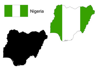 Nigeria map and flag vector, Nigeria map, Nigeria flag