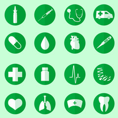 hospital and medical icons set in circle eps10