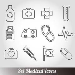 set of medical line icons -Vector illustration