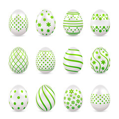 Decorative Easter eggs with green patterns