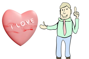 Stick figure shows heart