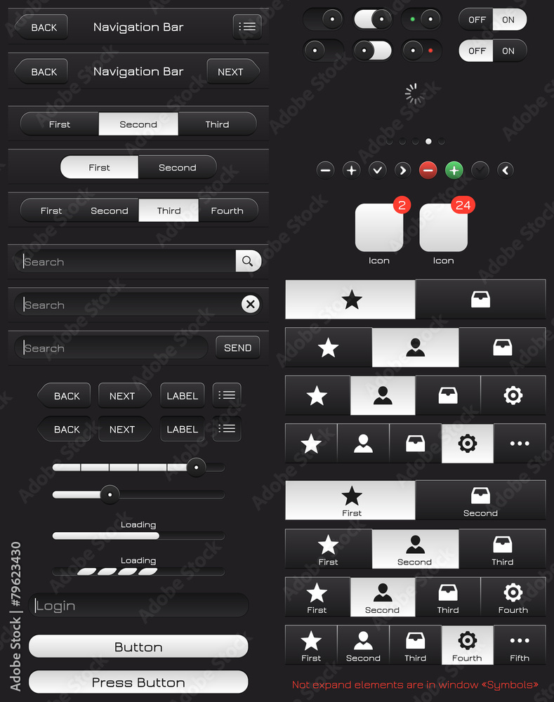 Wall mural vector mobile ui kit. elements for the application.