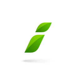 Letter I eco leaves logo icon design template elements