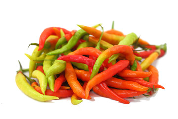 heap of chili on white background