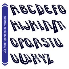 Dimensional move font, vector line retro style geometric font.