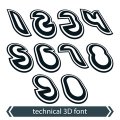 Retro style rounded numeration, technical 3D numbers, contempora