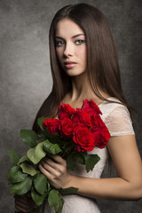 Woman with roses