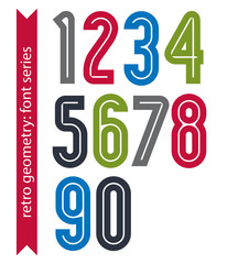 Multicolored poster classic style rounded numbers. Ordinary vect