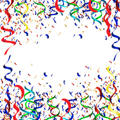 Colorful confetti and ribbons