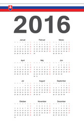 Slovak 2016 year vector calendar