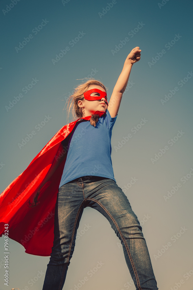 Wall mural child superhero portrait