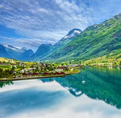 Fotobehang Mountain landscape, Olden, Norway © Travel Faery