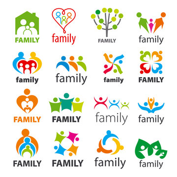 large collection of vector logos family