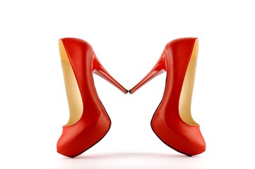 Red high heel women shoes. Contains clipping path