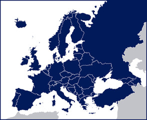 Europe Political Blank Map - obrazy, fototapety, plakaty
