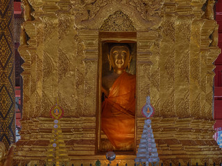 Golden Buddha at Wat Prathat Lampangluang, Lampang, Thailand