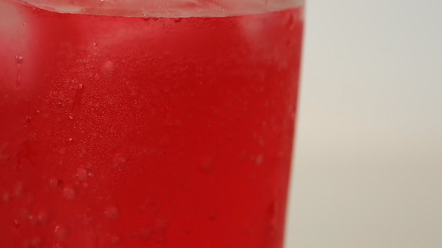 Red wine soda with ice and bubble
