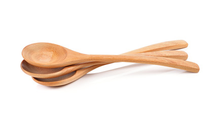 wooden spoon on white background.