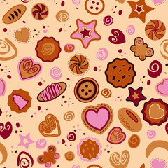 Seamless pattern with sweet pastries.