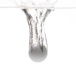 White Golf ball drop into The Water