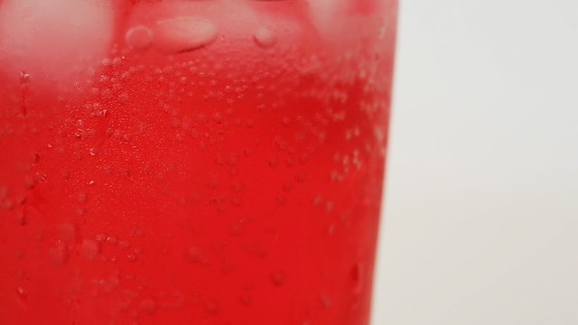 Red wine soda with ice and bubble