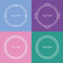 Geometric Vector Frame Set in Etno Floral minimal style.