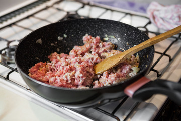 Frying Onion and Meat