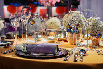 An elaborate table setting at a reception