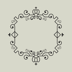 Geometric Vector Frame in Etno Floral minimal style.